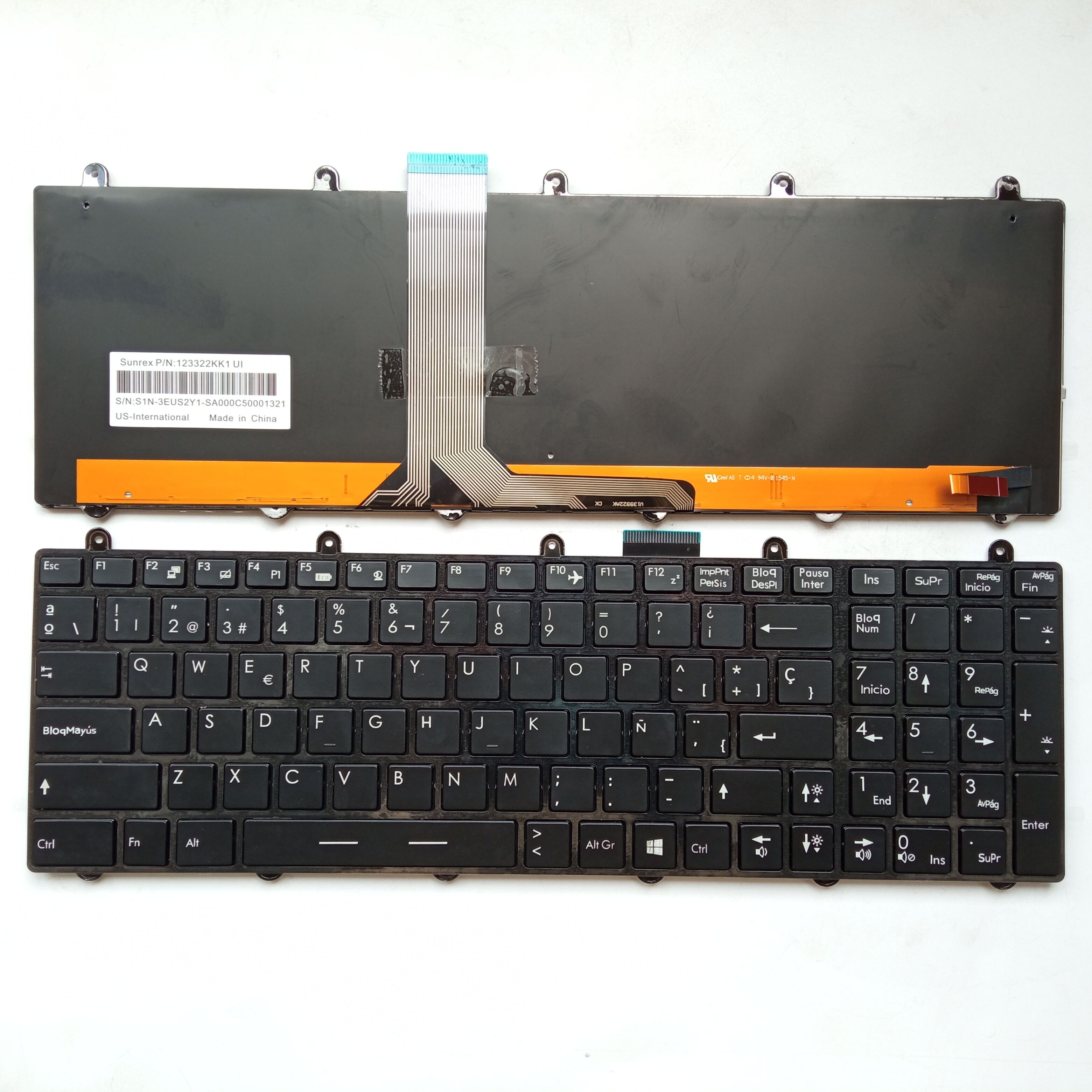 Picture of New Replacement Laptop Keyboard For MSI GT60 colorful backlight small carriage return BLACK FRAME BLACK Backlit (OEM) SP Layout